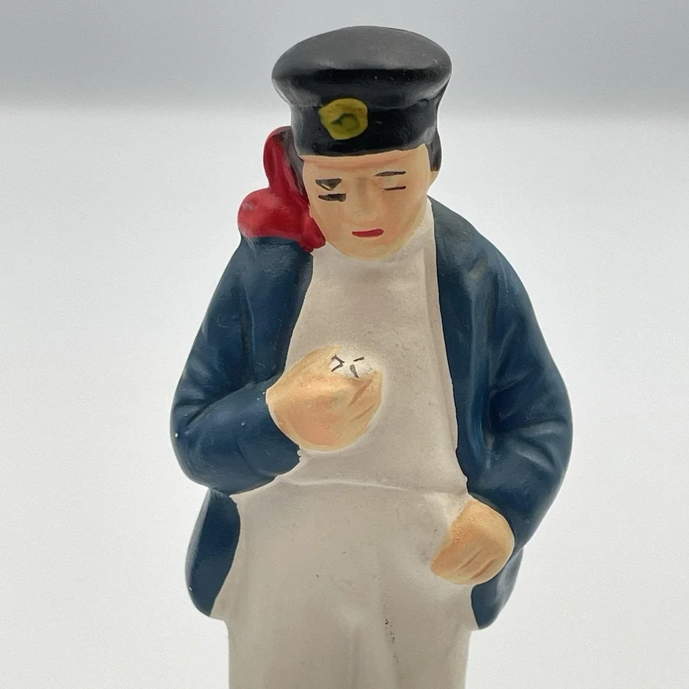 Vintage Japan Train Conductor Salt And Pepper Shakers Set Charles Products 1950s